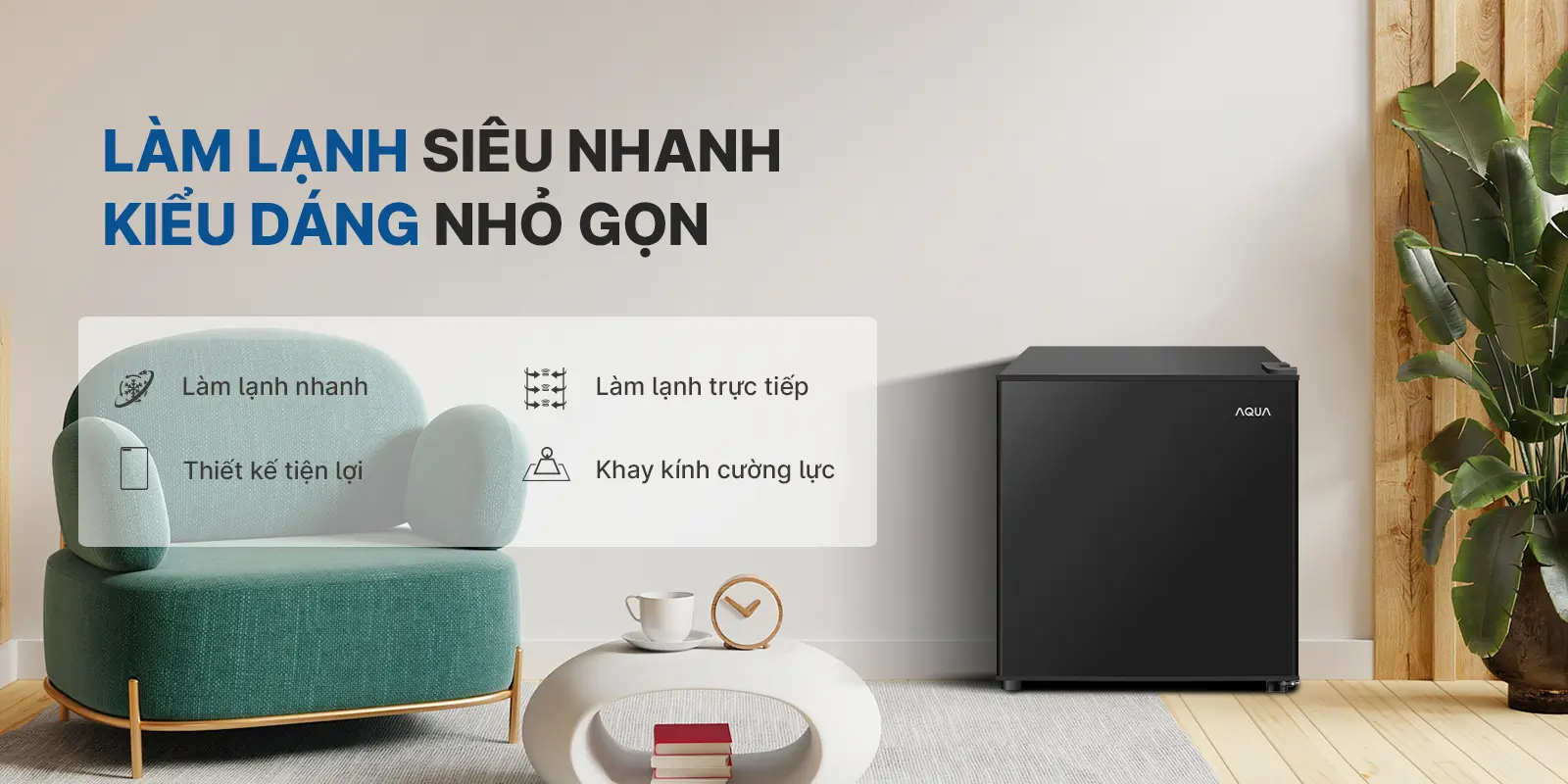 Tủ lạnh mini Aqua 50 lít AQR-D60FA(BS)